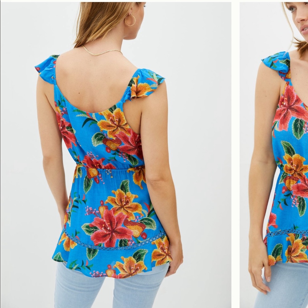 ANTHRO Farm Rio Ruffled Floral Tank - Picture 2 of 10